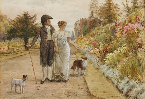 A garden stroll by George Goodwin Kilburne